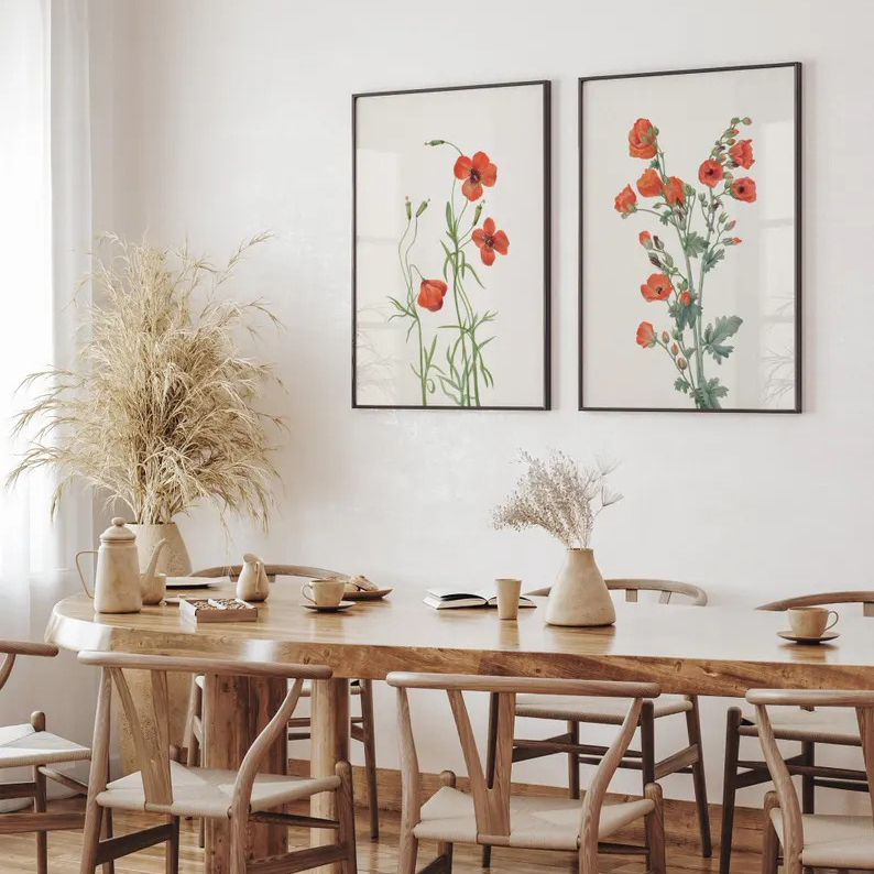 BỘ 2 TRANH VINTAGE RED POPPIES - BH263
